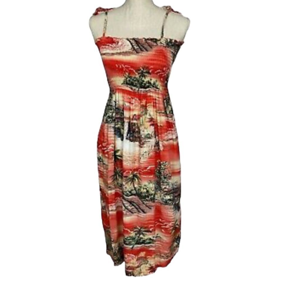 Puanani Women's Hawaiian Tropical Print Sun Dress Made In Hawaii Size Small 📦‎